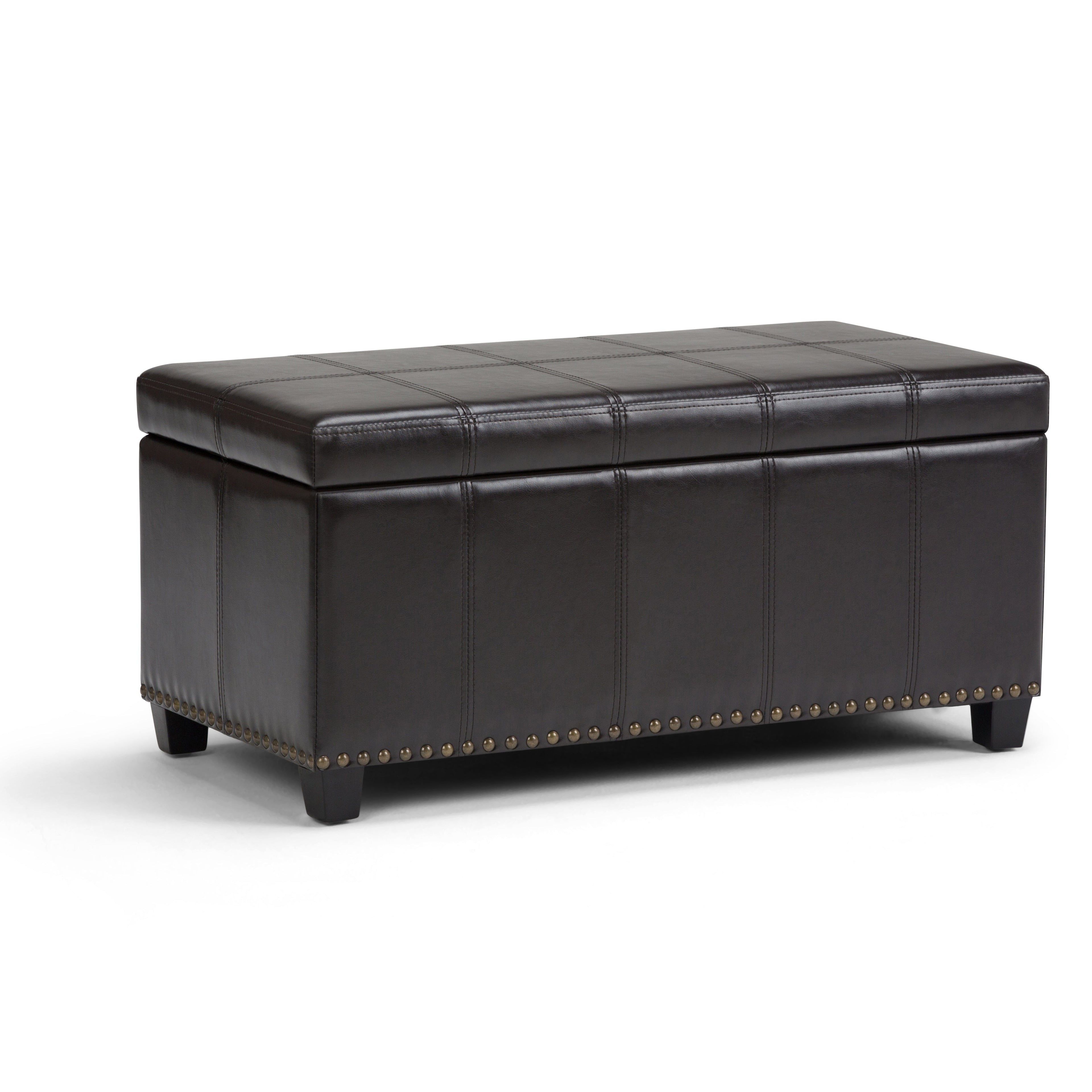 Amelia 33 Inch Wide Storage Ottoman Bench in Tanners