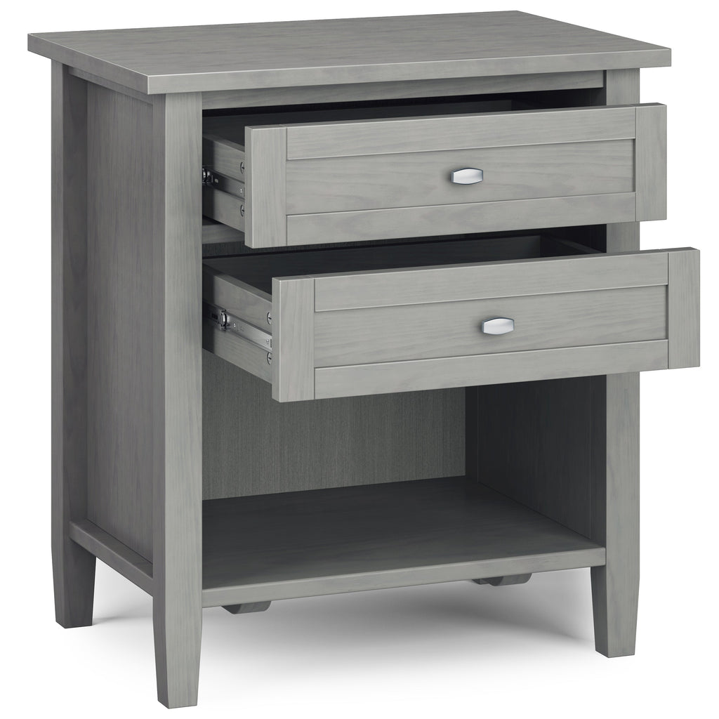 Warm Shaker Solid Wood Nightstand in Fog