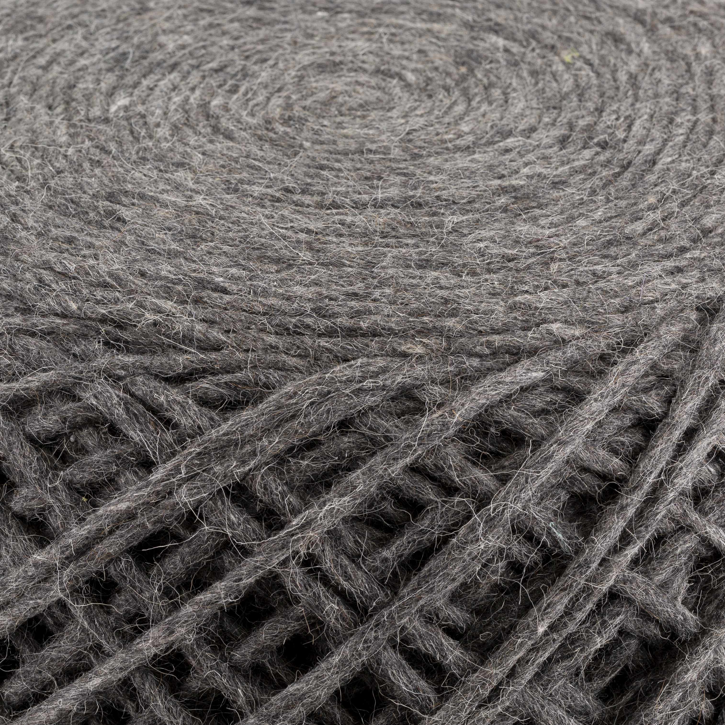 Moapa Charcoal Wool Pouf