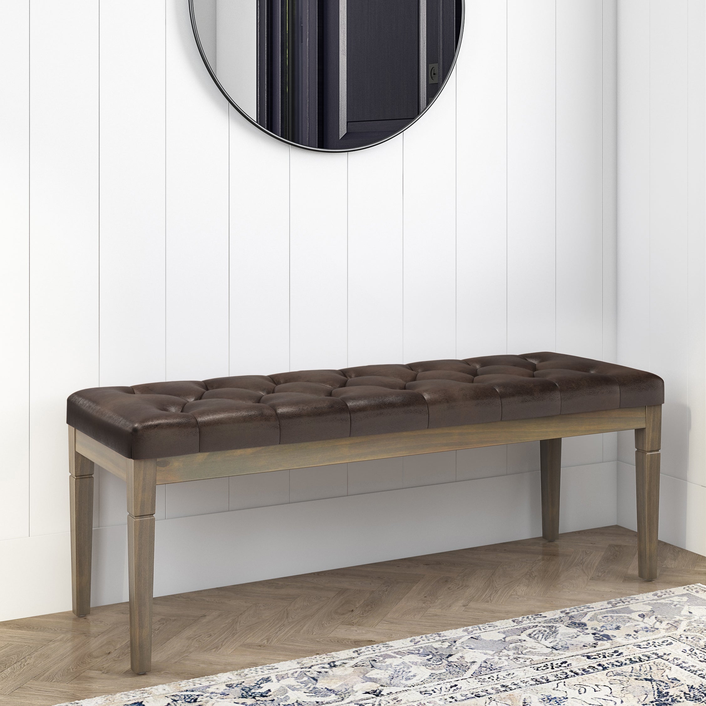 Waverly - Tufted Ottoman Bench - Distressed