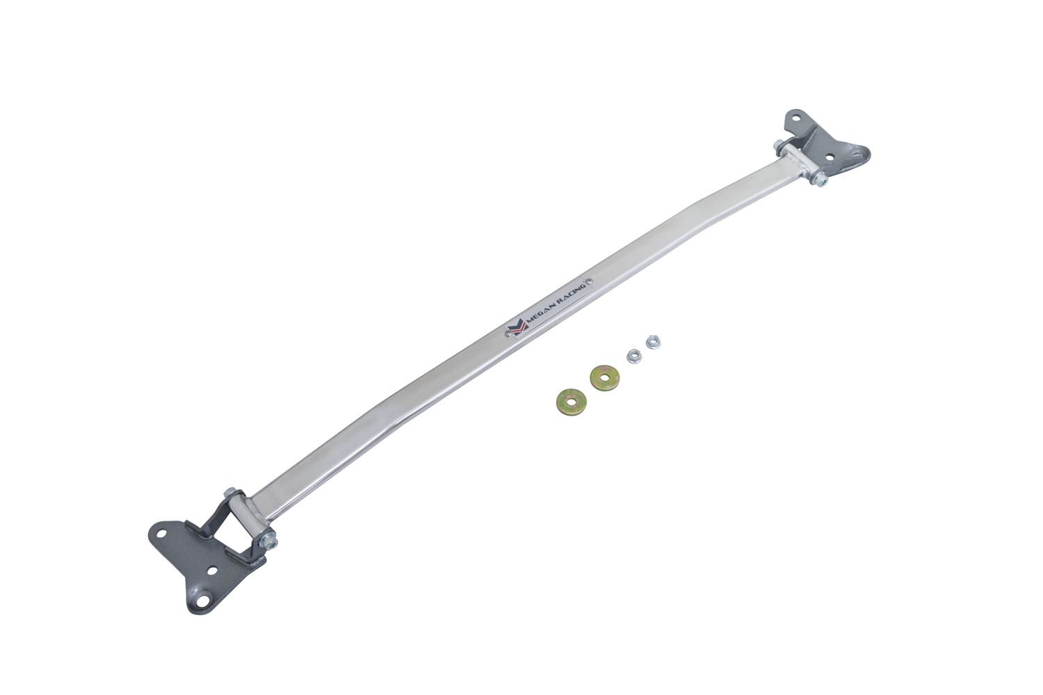 Megan Racing - Strut Bars Front Upper for Ford Mustang 2015-2023 Inline-4 & V8 40mm 3-Piece Powdercoated Steel Polished Aluminum MR-SB-FM15FU-1P
