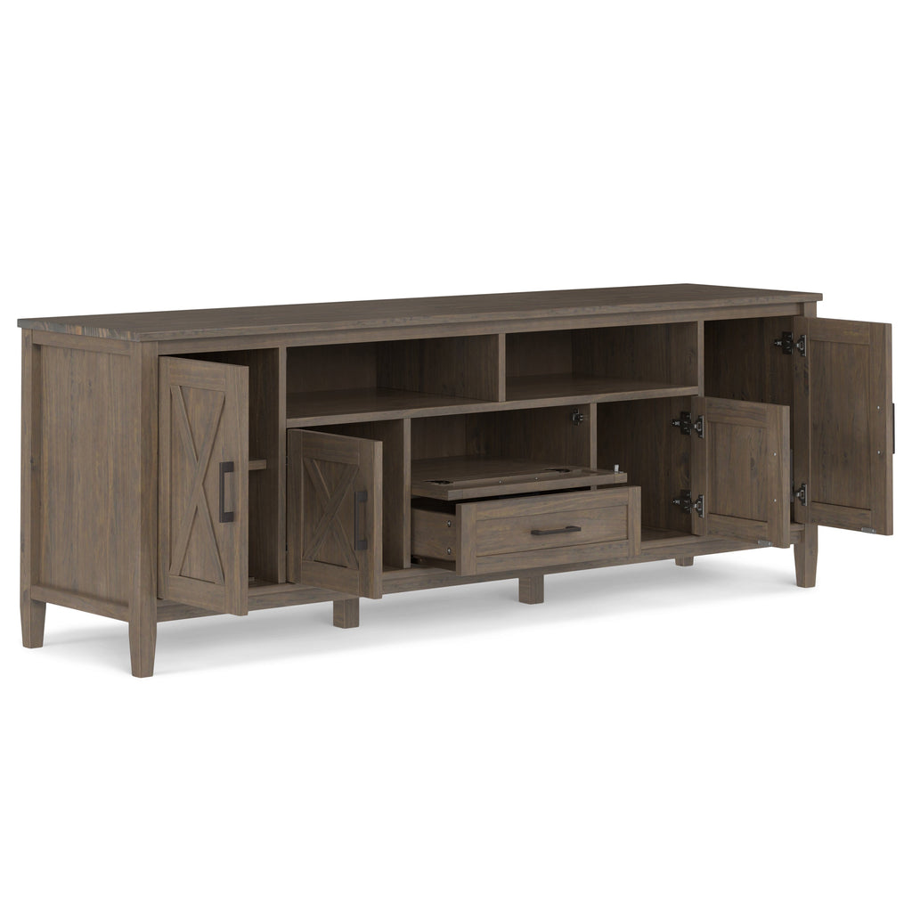 Ela 72 Inch Wide Solid Wood TV Stand in Smokey