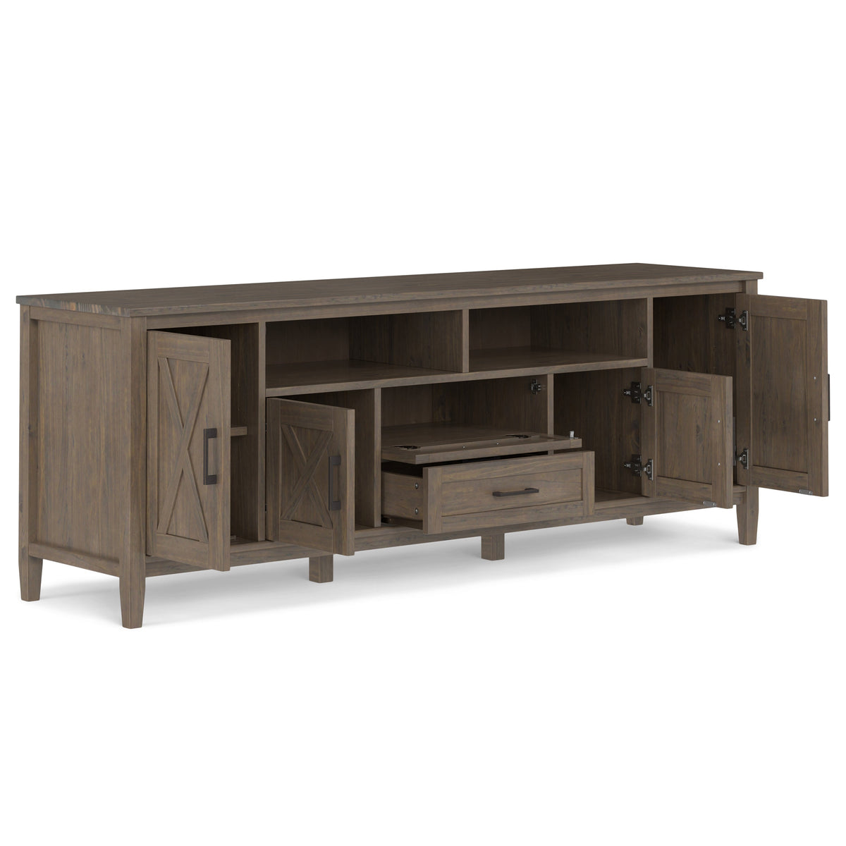 Ela 72 Inch Wide Solid Wood TV Stand in Smokey
