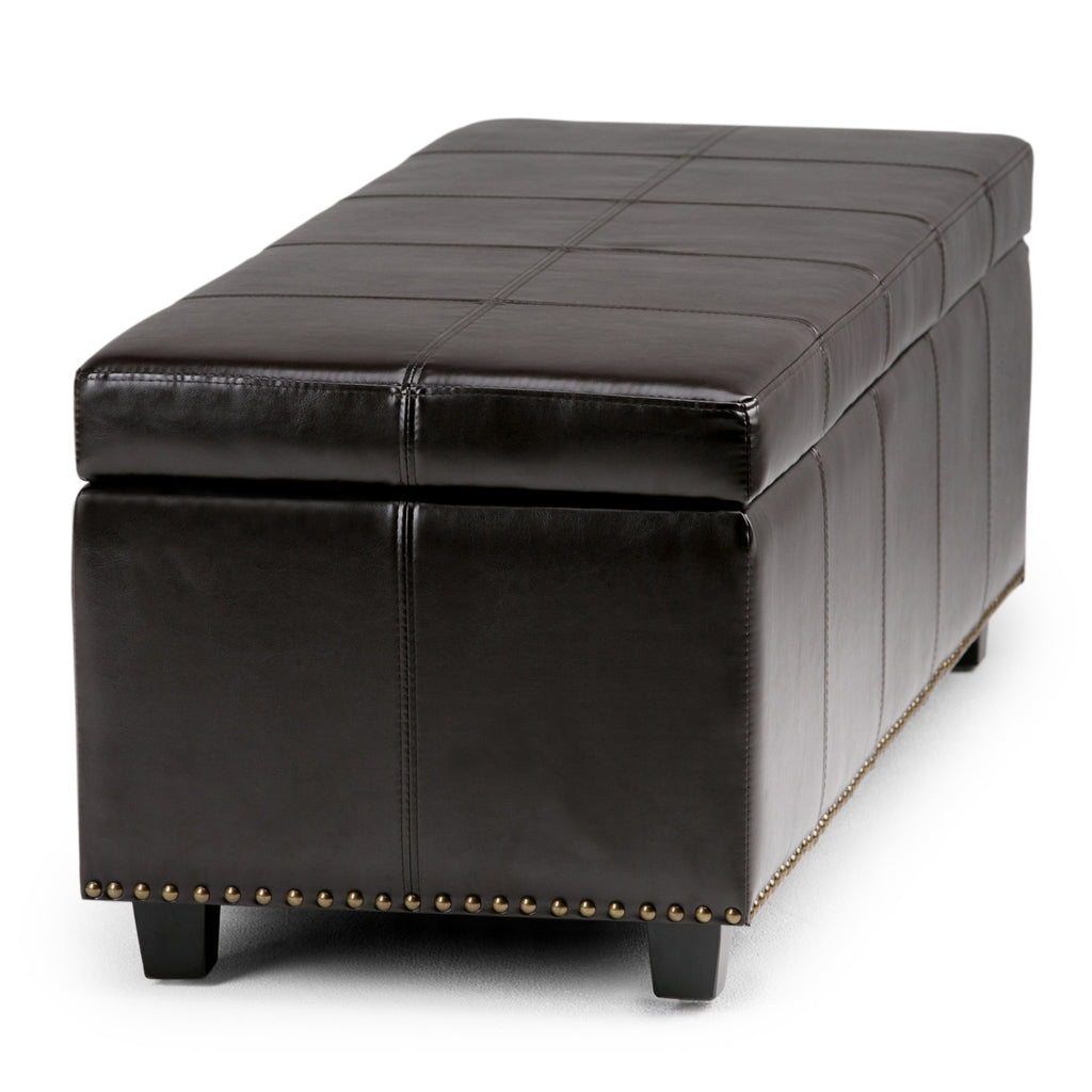 Kingsley 48 Inch Wide Large Storage Ottoman in Coffee