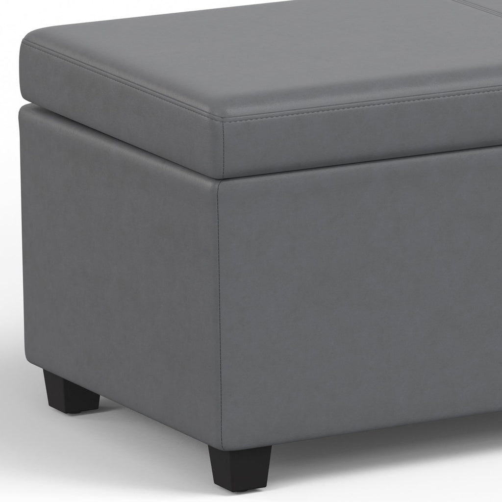 Avalon 54 Inch Wide Extra Large Storage Ottoman Bench in Stone