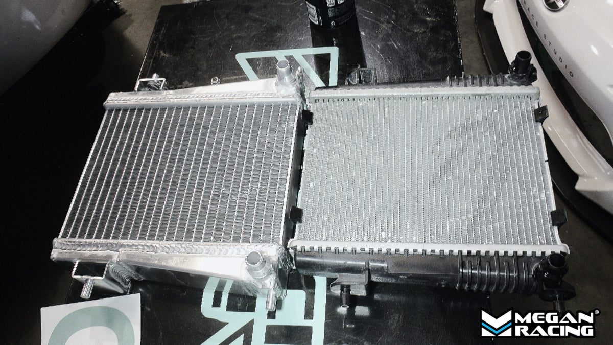 Megan Racing Side Radiators for Toyota Supra 2020+ (Left/Right) - MR-RT-TS20-RL Aluminum, 40mm Heat Exchanger, Direct Bolt-On, 1-Year Warranty