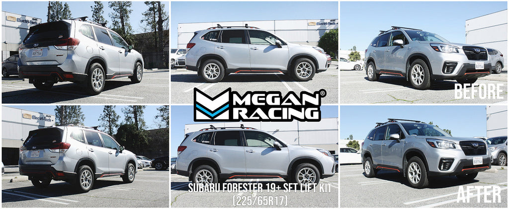 Megan Racing Subframe Correction & Spacer Lift Kit for 2019+ Subaru Forester +40mm Front +58mm Rear Mild Steel / Machined Aluminum MRK-SFT-SLG01
