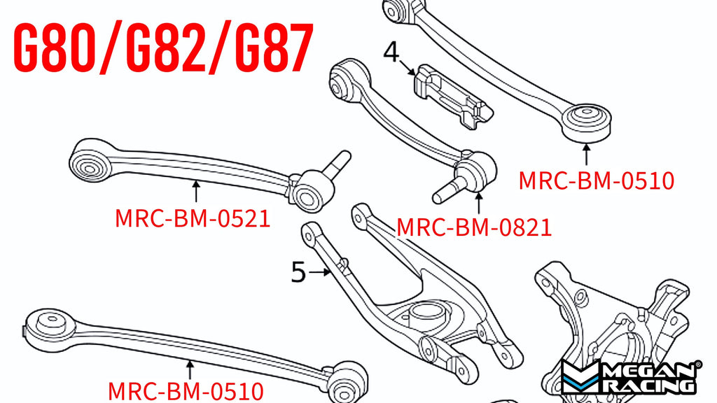 Megan Racing Camber Arm Upper for 2020+ BMW M2/M3/M4 (G87/G80/G82) Adjustable with Spherical Bushings MRS-BM-0821