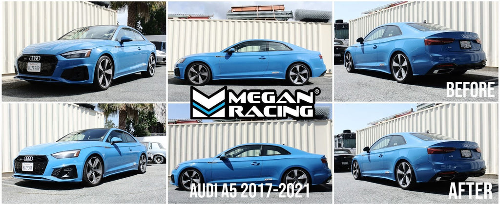 Megan Racing Lowering Springs Front & Rear for Audi A4 and A5 2017 to 2022 SAE 9254 Cold Wound Steel Powder Coated - MR-LS-AA517