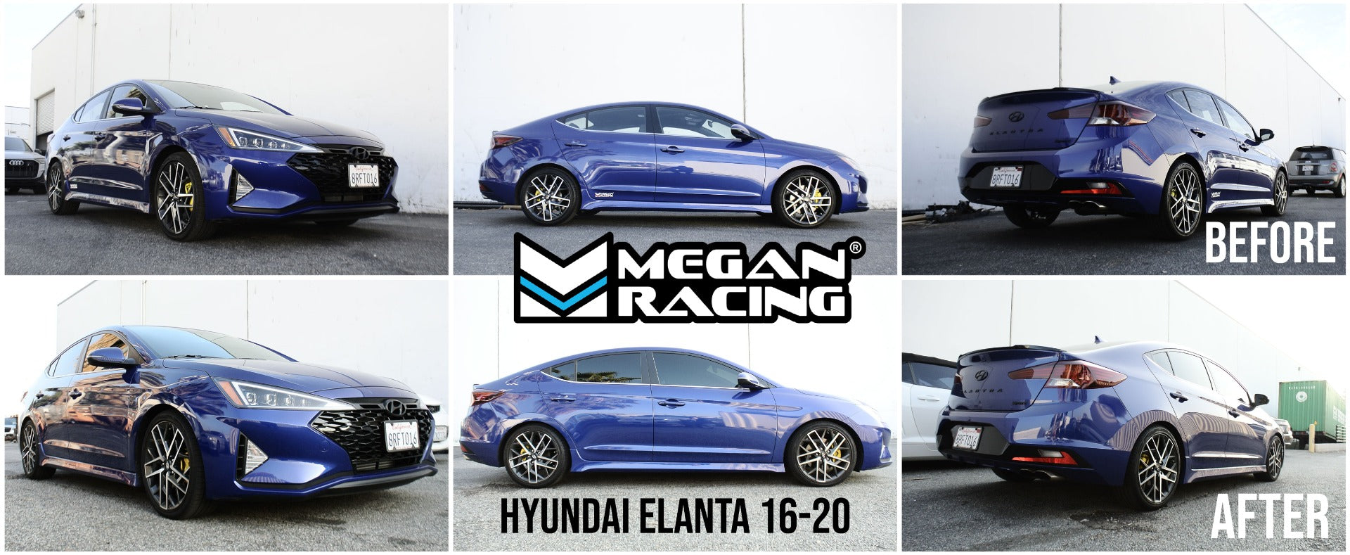 Megan Racing Coilovers Rear for Hyundai Elantra Sport 2016-2020 - 32-Level Adjust, Camber Adjustable Pillowball Front Top Mounts MR-CDK-HYE16S