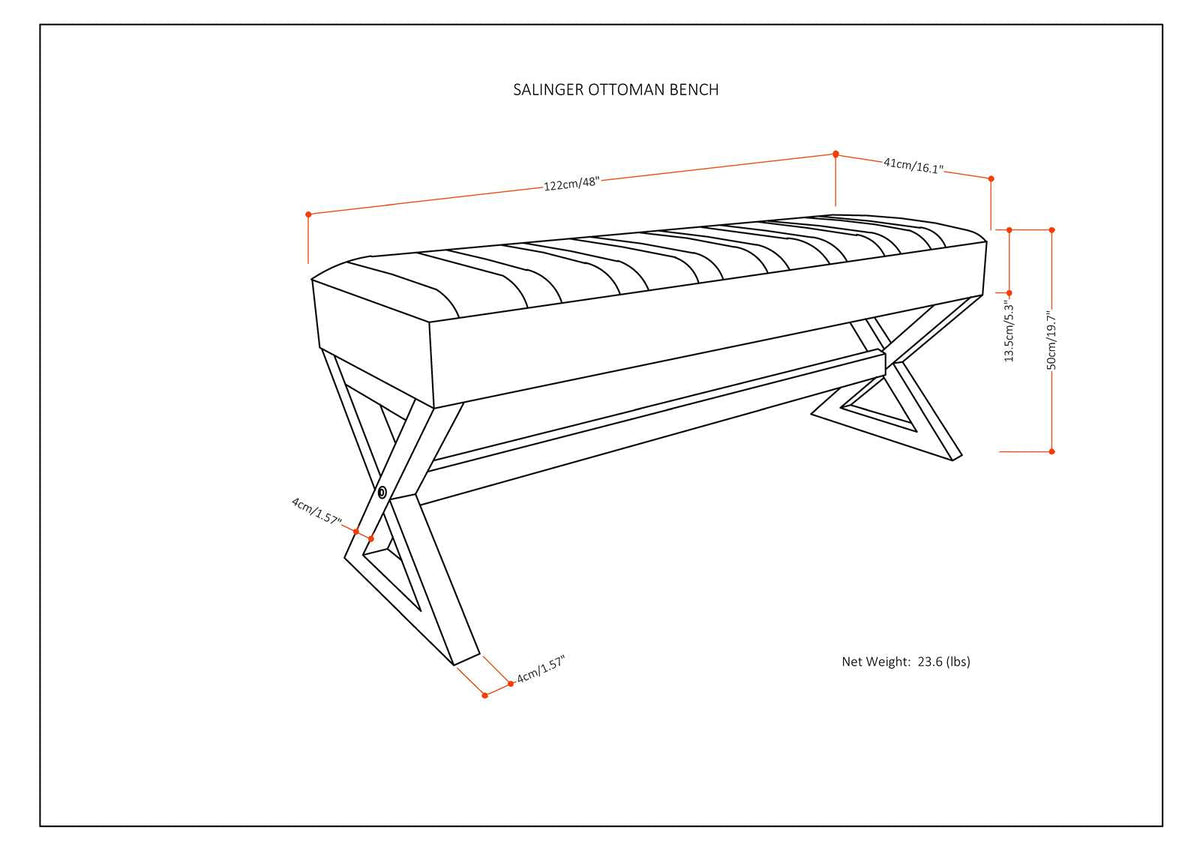 Salinger Large Ottoman Bench - Distressed