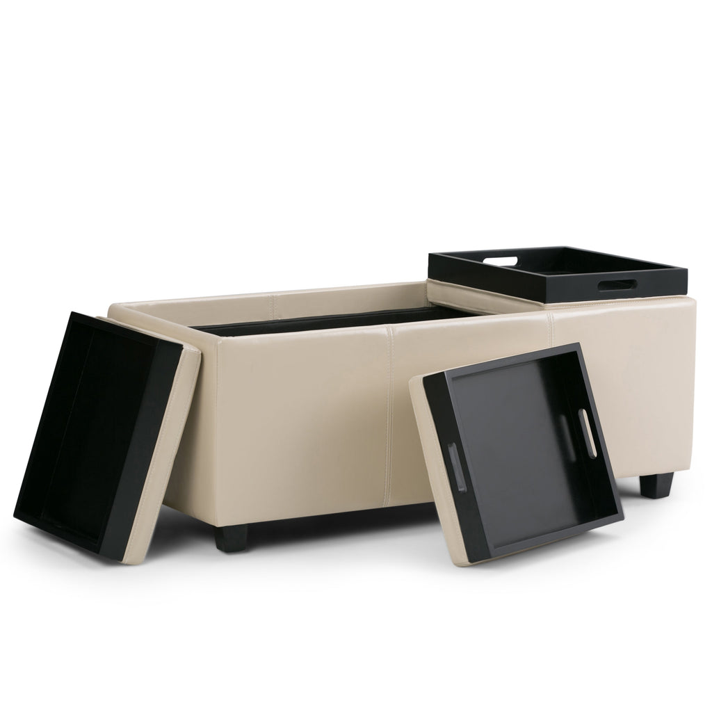 Avalon 42 Inch Wide Storage Ottoman in Satin
