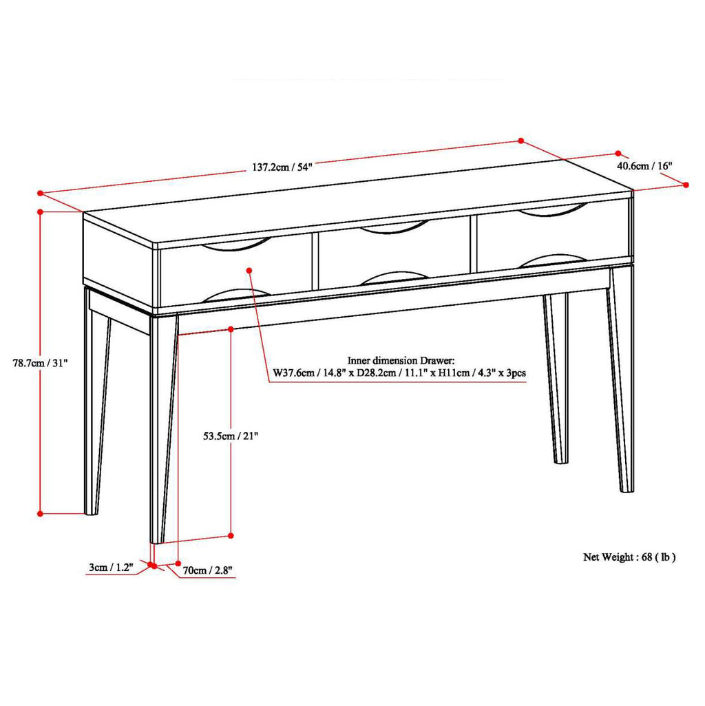Harper 54 Inch Wide Solid Wood Console Sofa Table