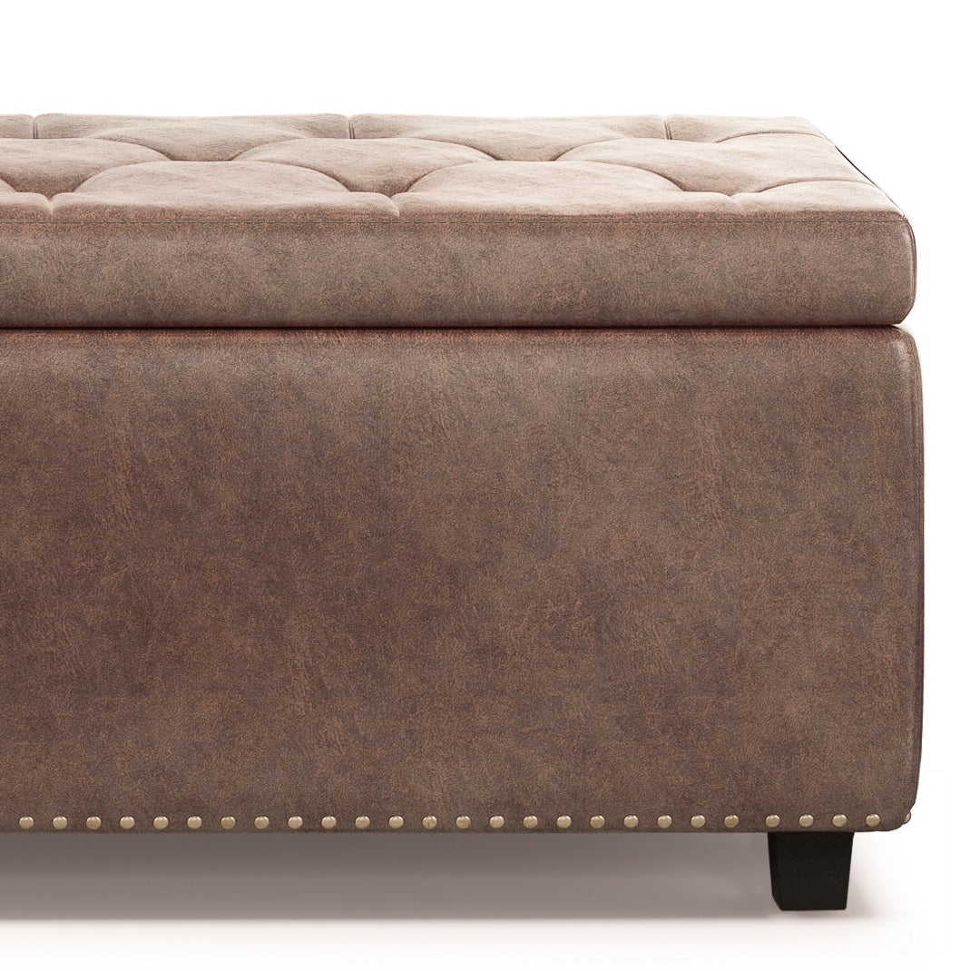 Hamilton 48 Inch Wide Storage Ottoman in Distressed Umber