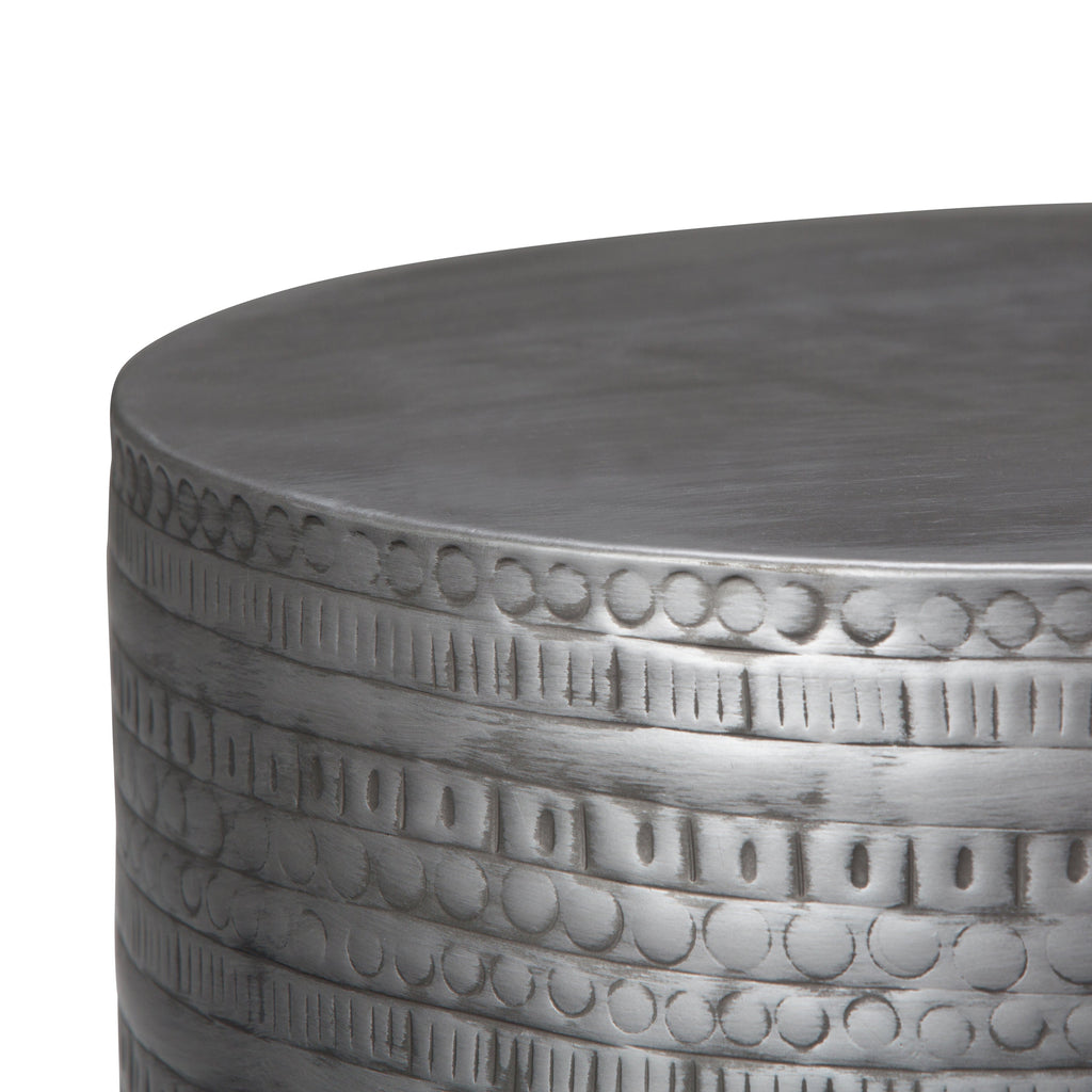 Johnsen 15 Inch Wide Tribal Pattern Metal Accent Table