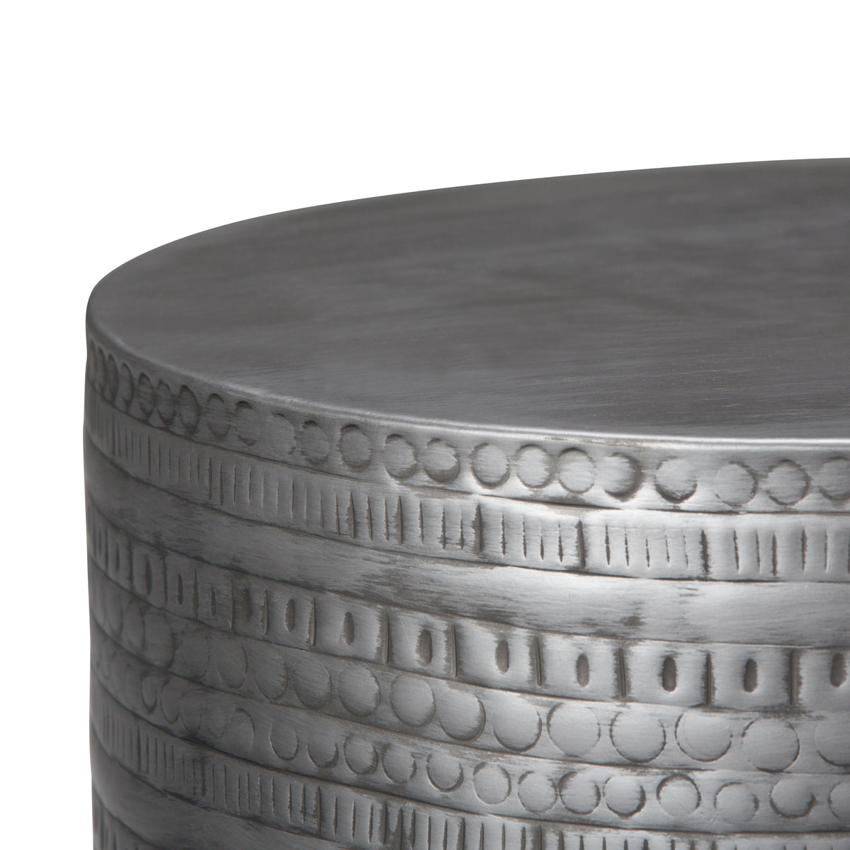 Johnsen 15 Inch Wide Tribal Pattern Metal Accent Table