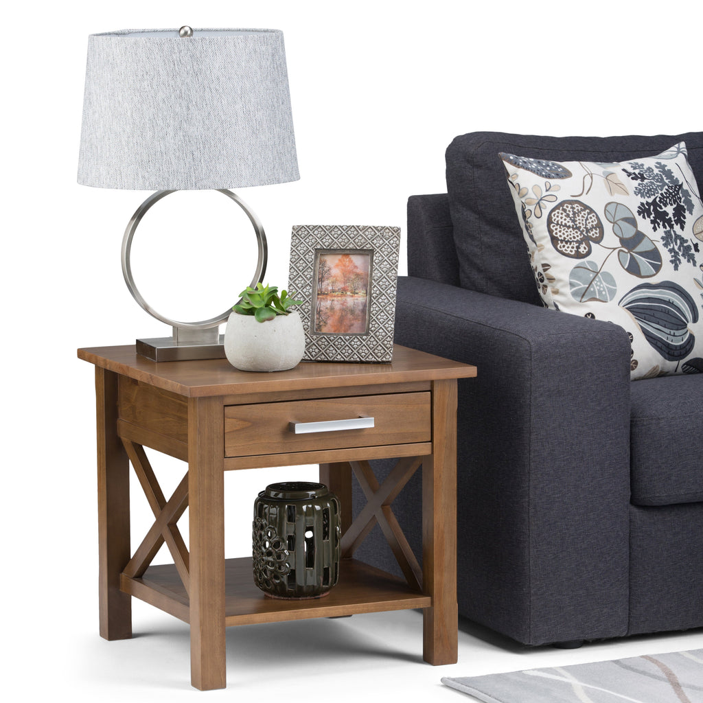 Kitchener End Table - Medium Saddle