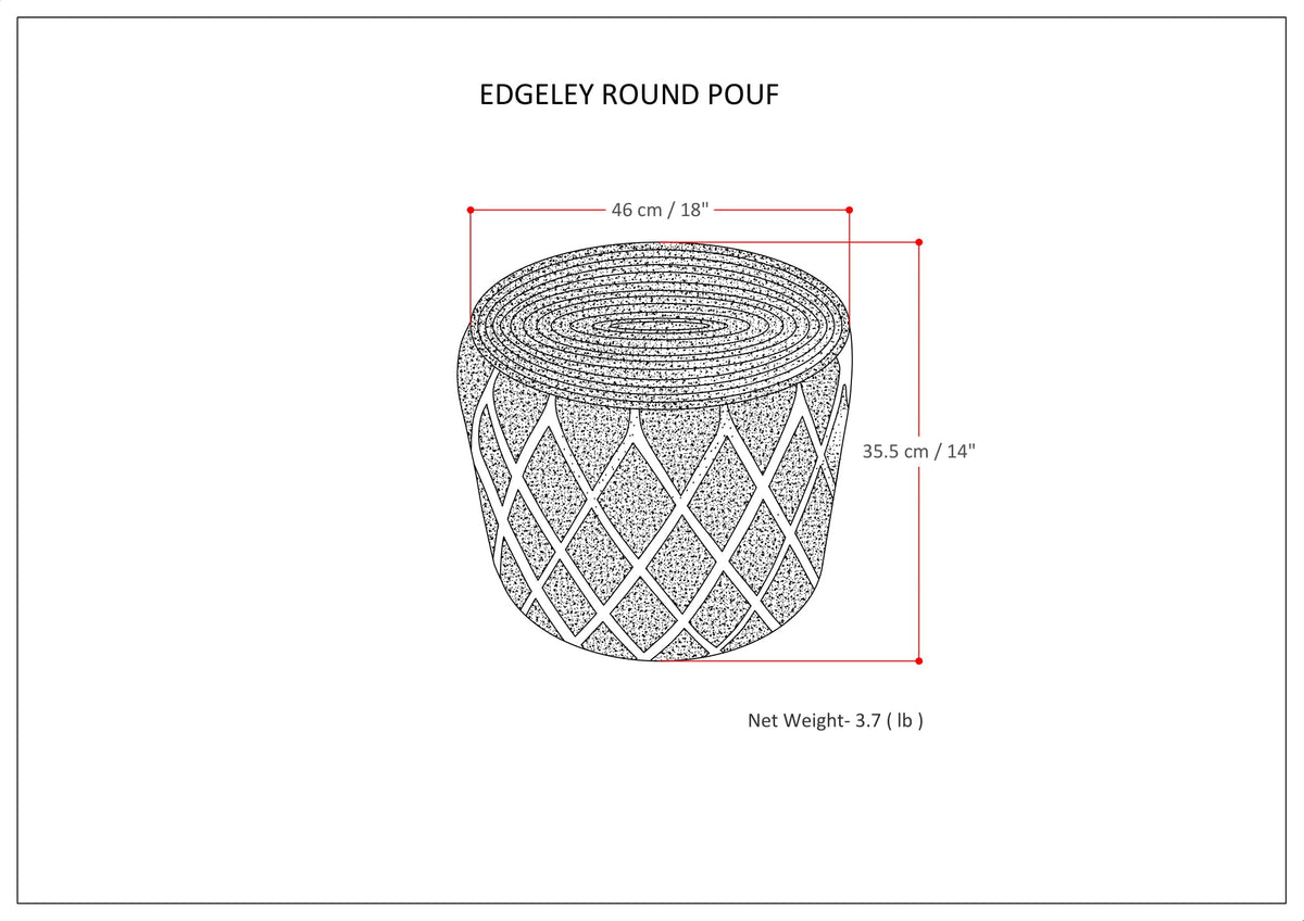 Edgeley 18 Inch Wide Round Pouf in Classic