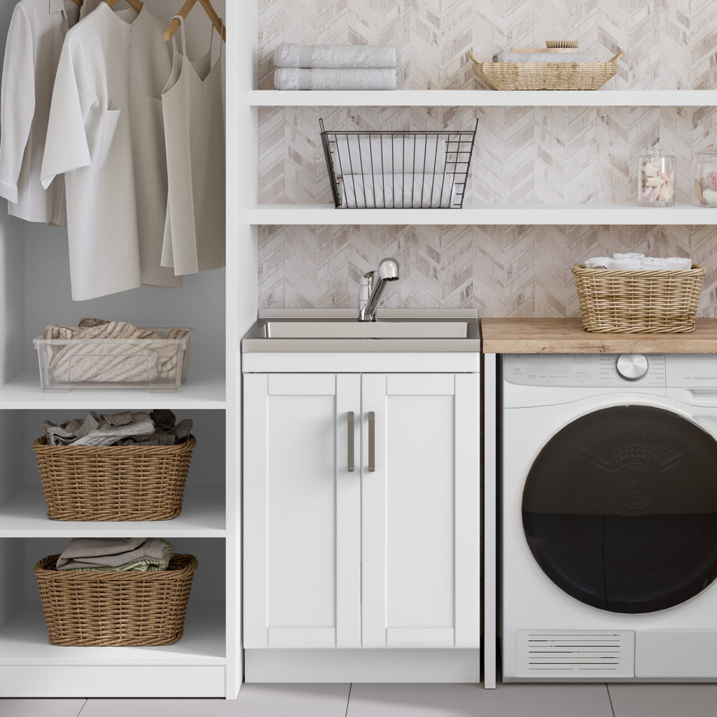Kyle 24" Laundry Cabinet with Faucet and Stainless Steel Sink
