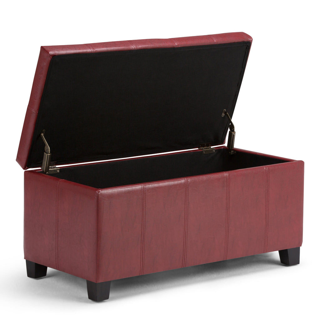 Dover 36 Inch Wide Storage Ottoman Bench in Radicchio