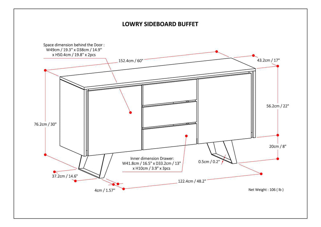 Lowry 60 Inch Wide Sideboard Buffet