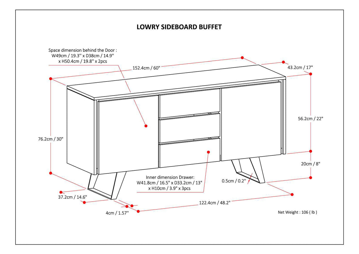 Lowry 60 Inch Wide Sideboard Buffet