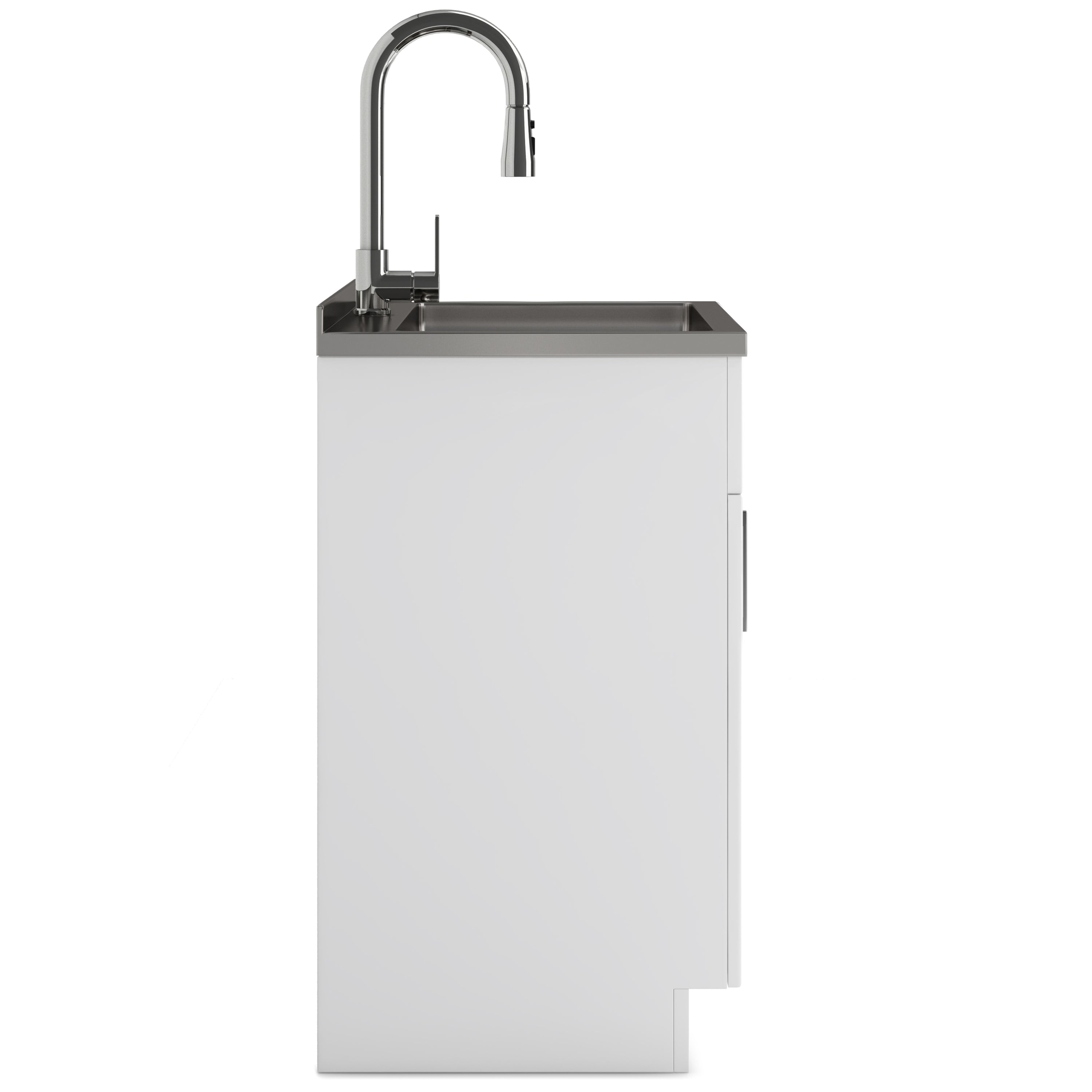 Modern Wide Shaker - 24" Laundry Cabinet with Faucet and Stainless Steel Sink