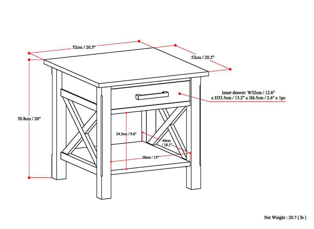 Kitchener End Table - Medium Saddle