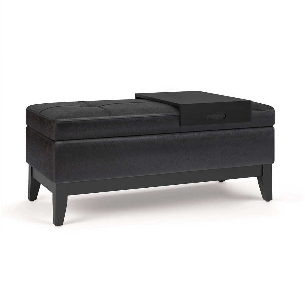Oregon 42 Inch Wide Storage Ottoman Bench With Tray