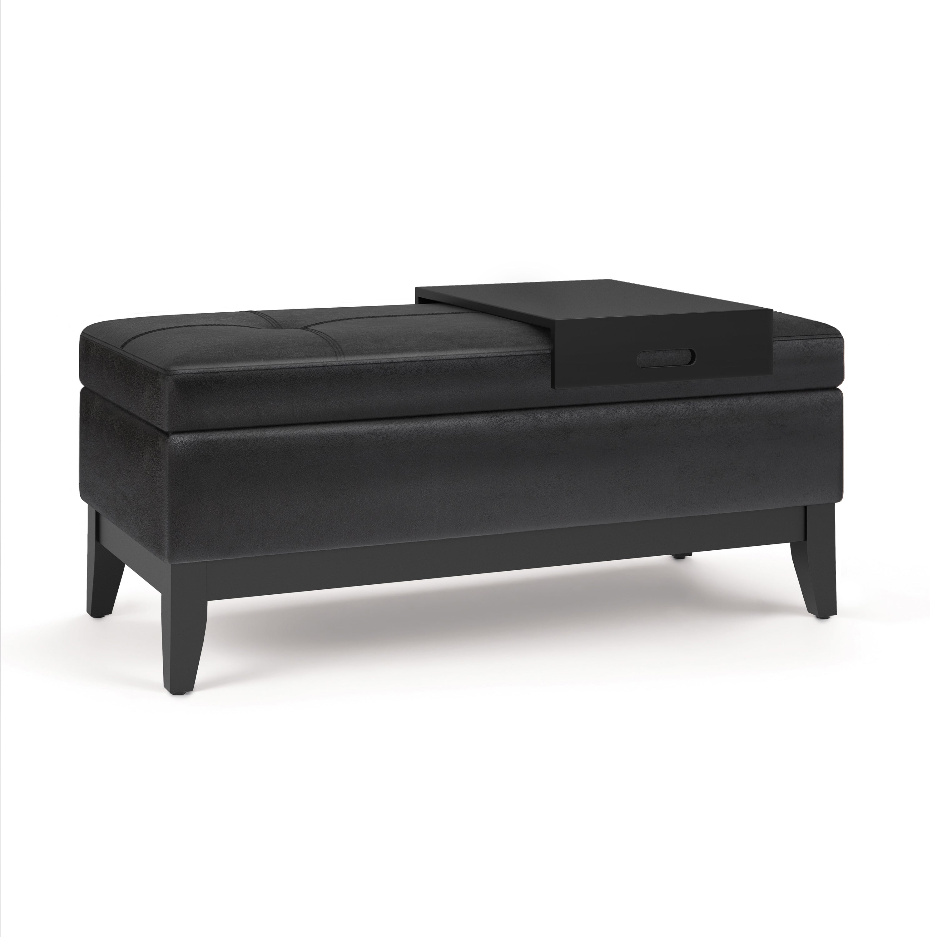Oregon 42 Inch Wide Storage Ottoman Bench With Tray