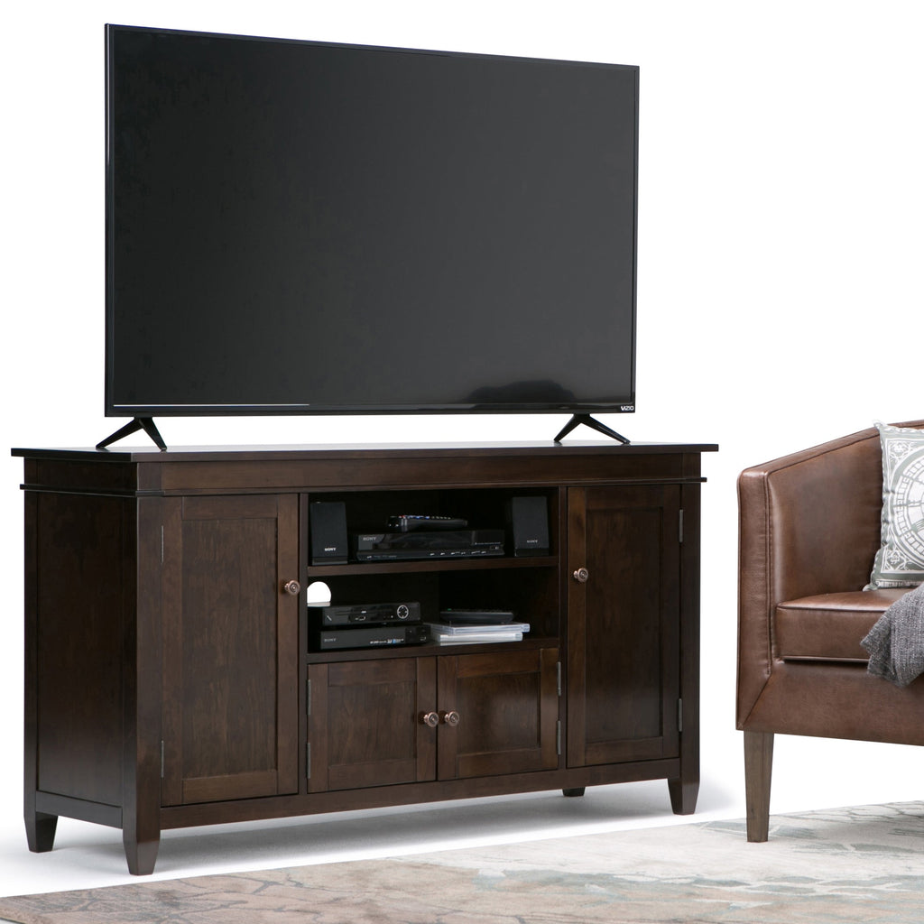 Carlton 54 Inch Wide Solid Wood TV Stand in Tobacco
