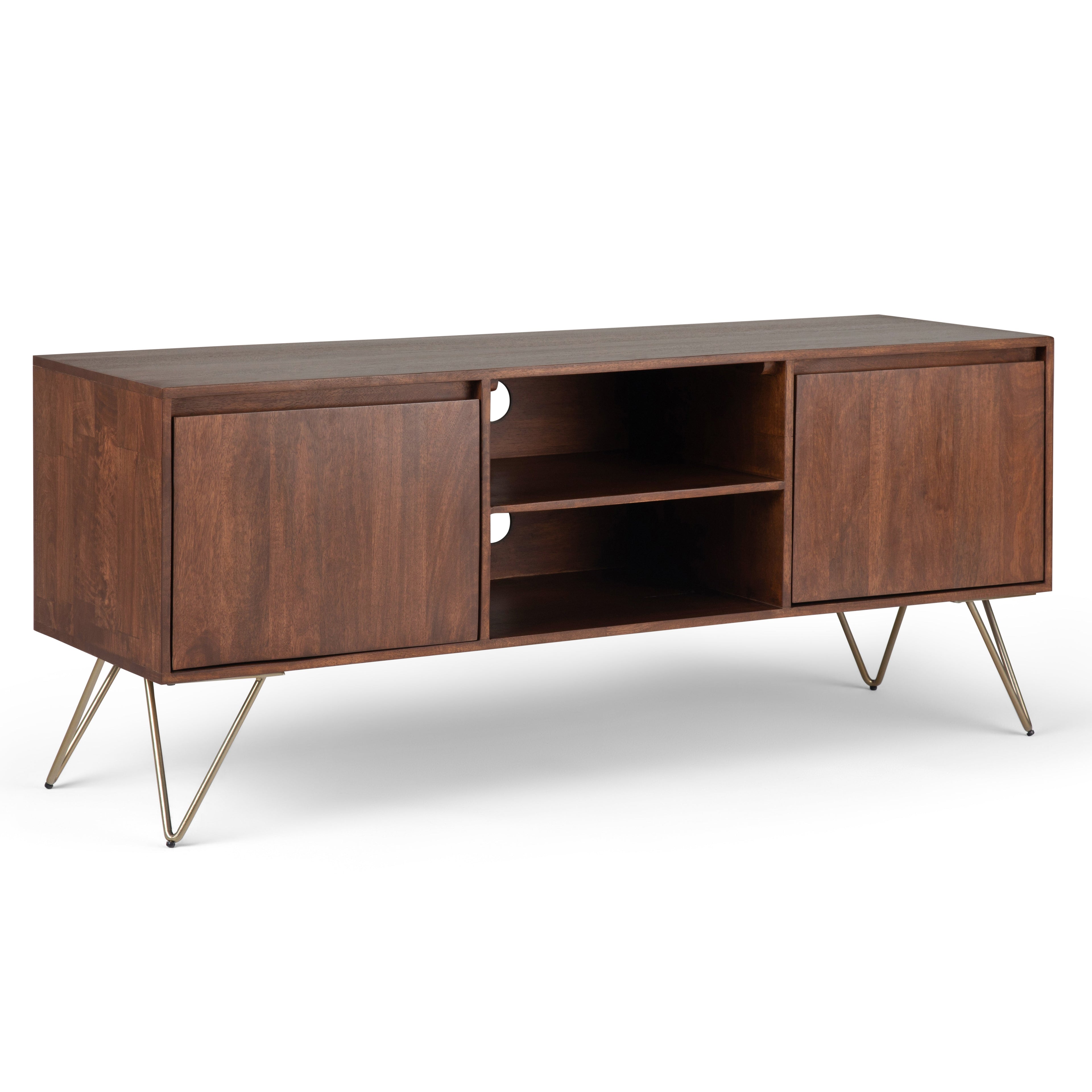 Hunter 60 Inch Wide Solid Mango Wood TV Stand in Urban
