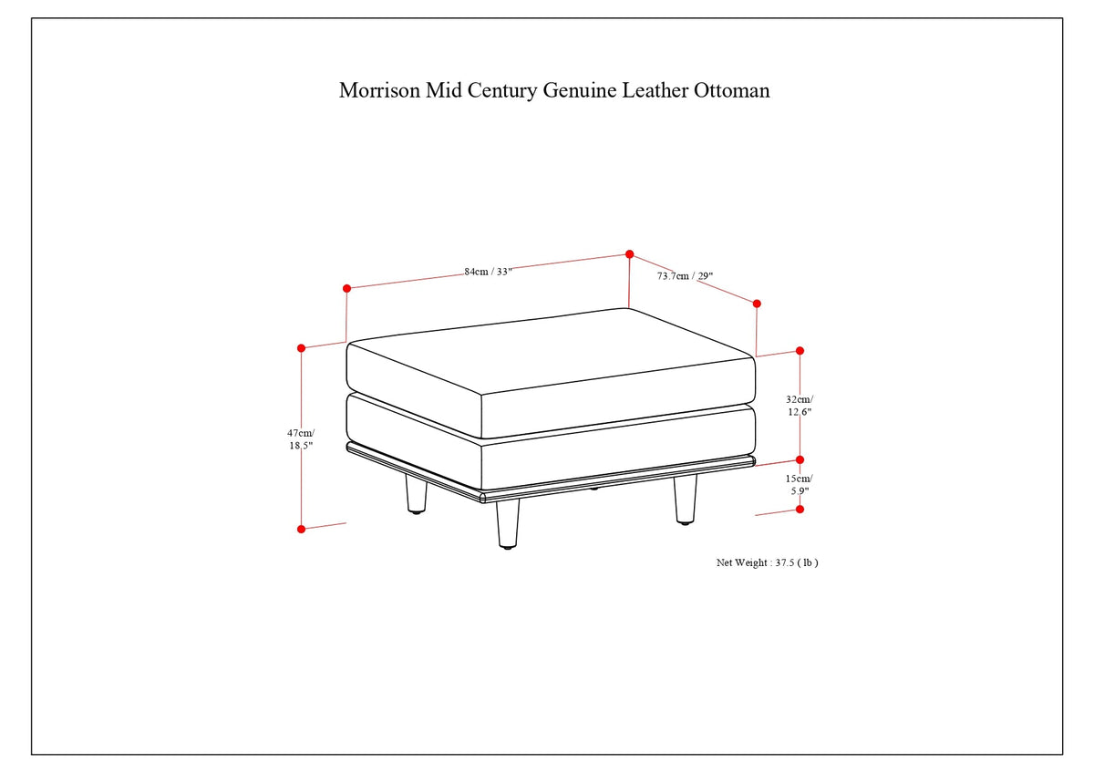 Morrison Ottoman in Sienna Genuine Leather