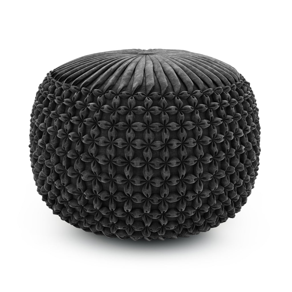 Renee 20 Inch Wide Round Pouf in Dark