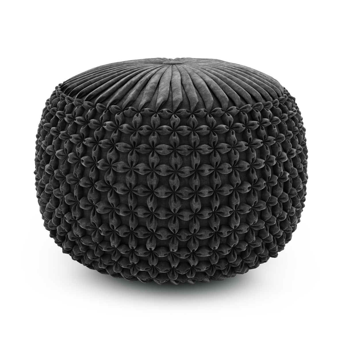 Renee 20 Inch Wide Round Pouf in Dark