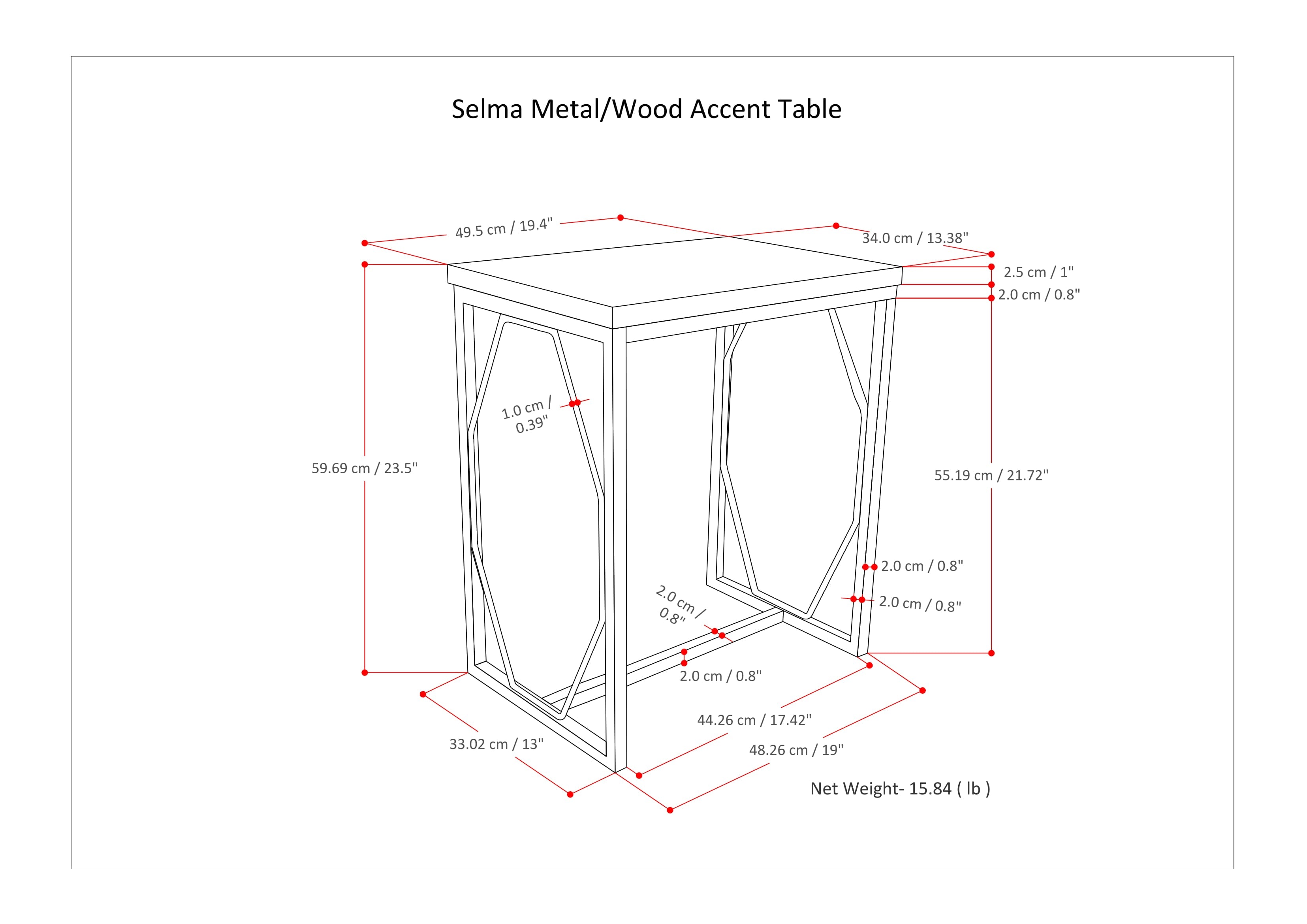 Selma Metal and Wood Accent Table