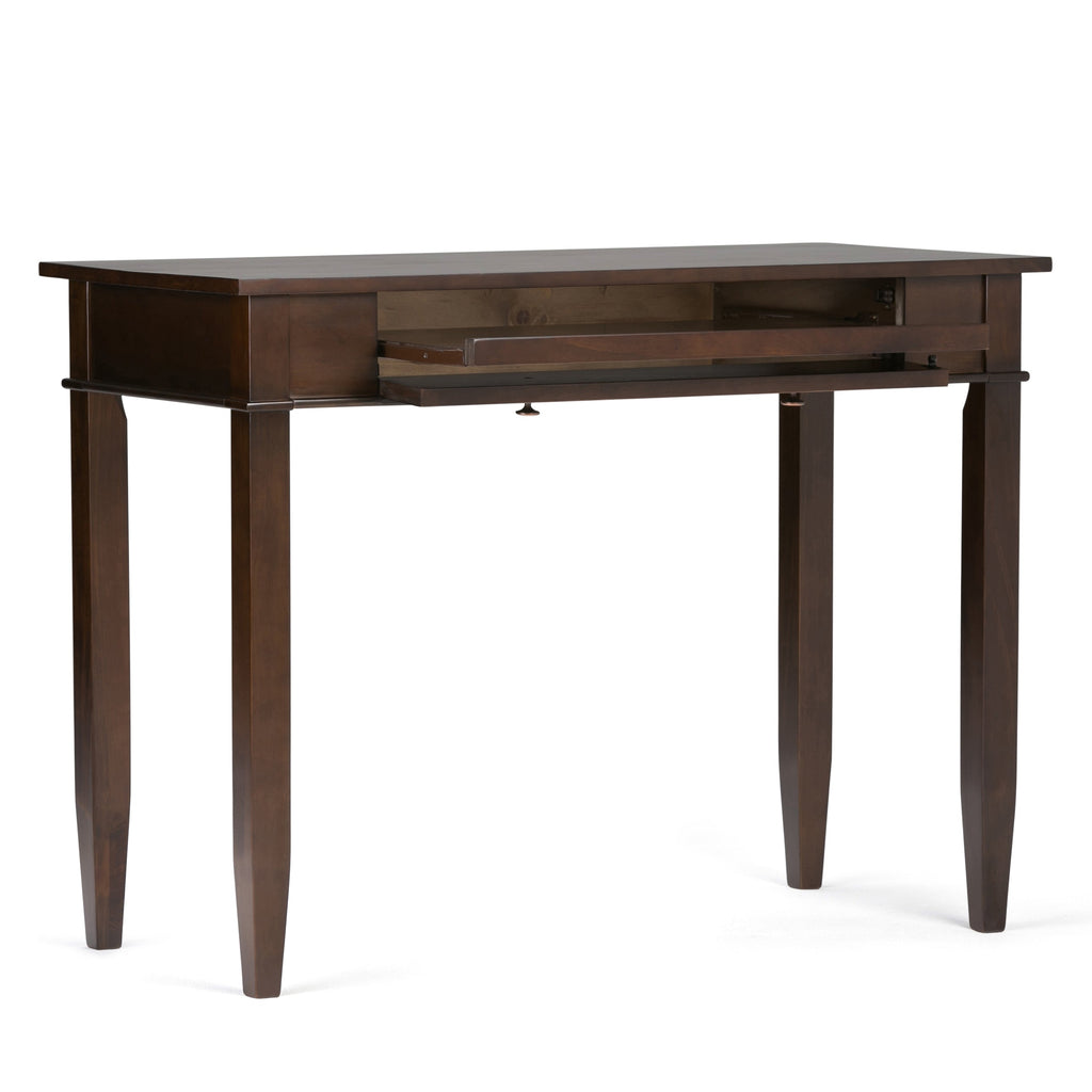 Carlton 42 Inch Wide Solid Wood Home Office Desk in Brunette