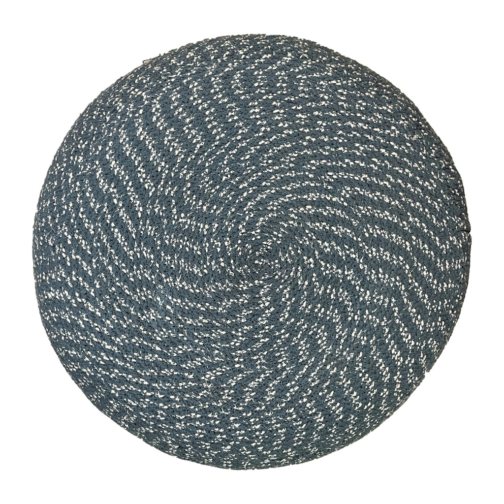 Bayley 20 Inch Wide Round Pouf in Aegean