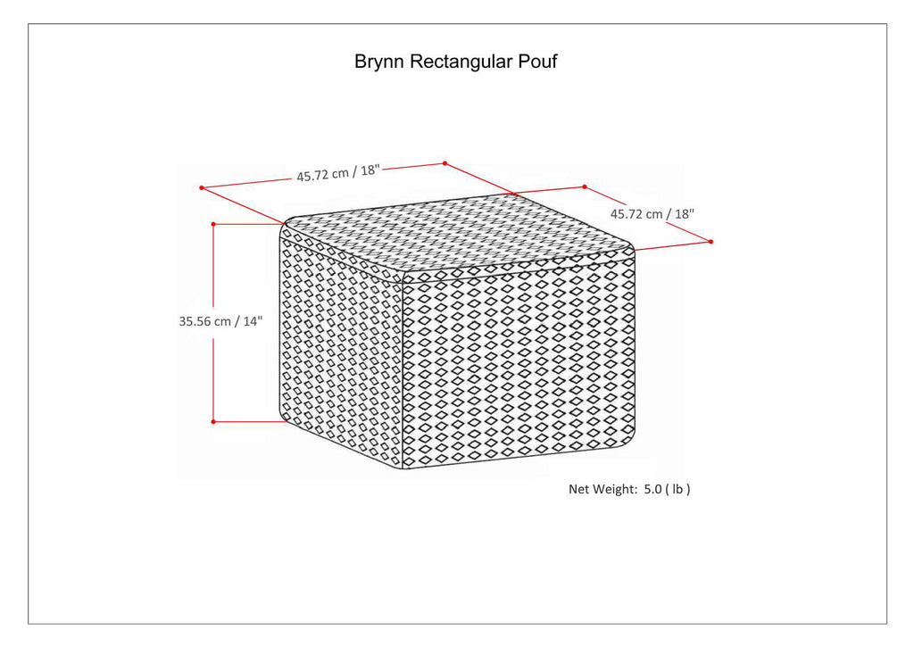 Brynn 18 Inch Wide Square Pouf in Patterned
