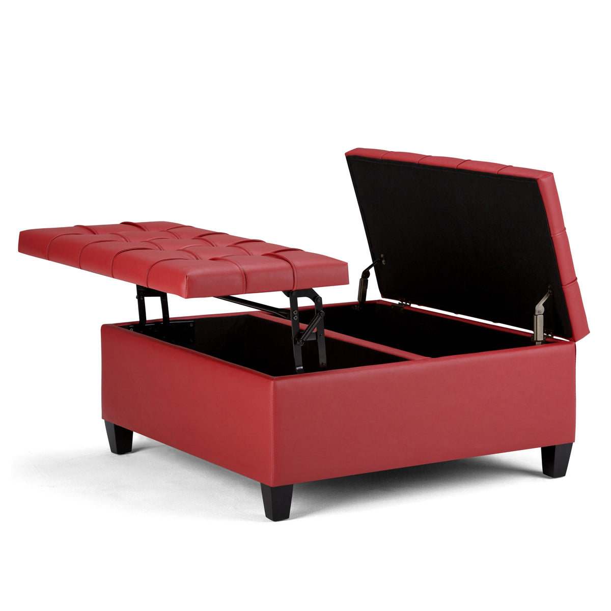 Harrison 36 Inch Wide Coffee Table Storage Ottoman in Crimson