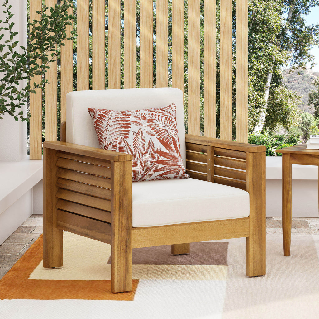 Outdoor Acacia Wood Club Chairs with Cushions