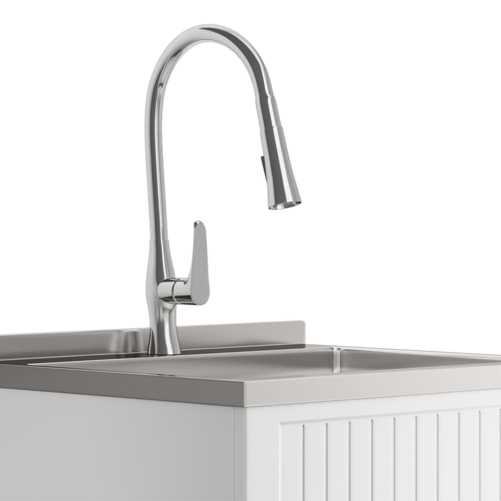 Beckham 24" Laundry Cabinet with Faucet and Stainless Steel Sink