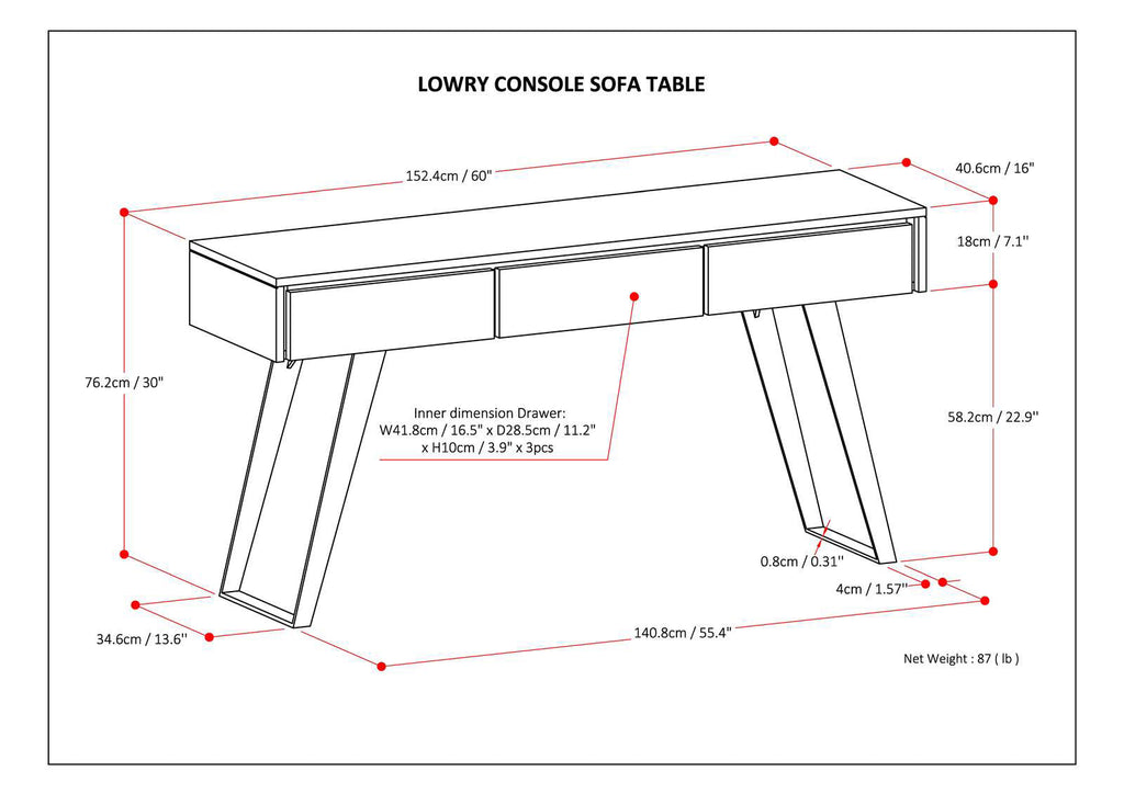Lowry 60 Inch Wide Solid Acacia Wood Console Sofa Table