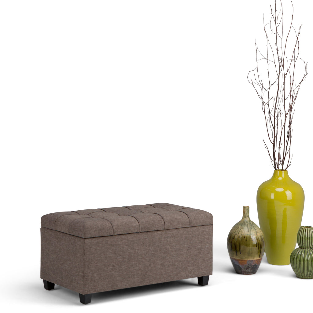 Sienna 33-Inch Wide Storage Ottoman Bench in Fawn