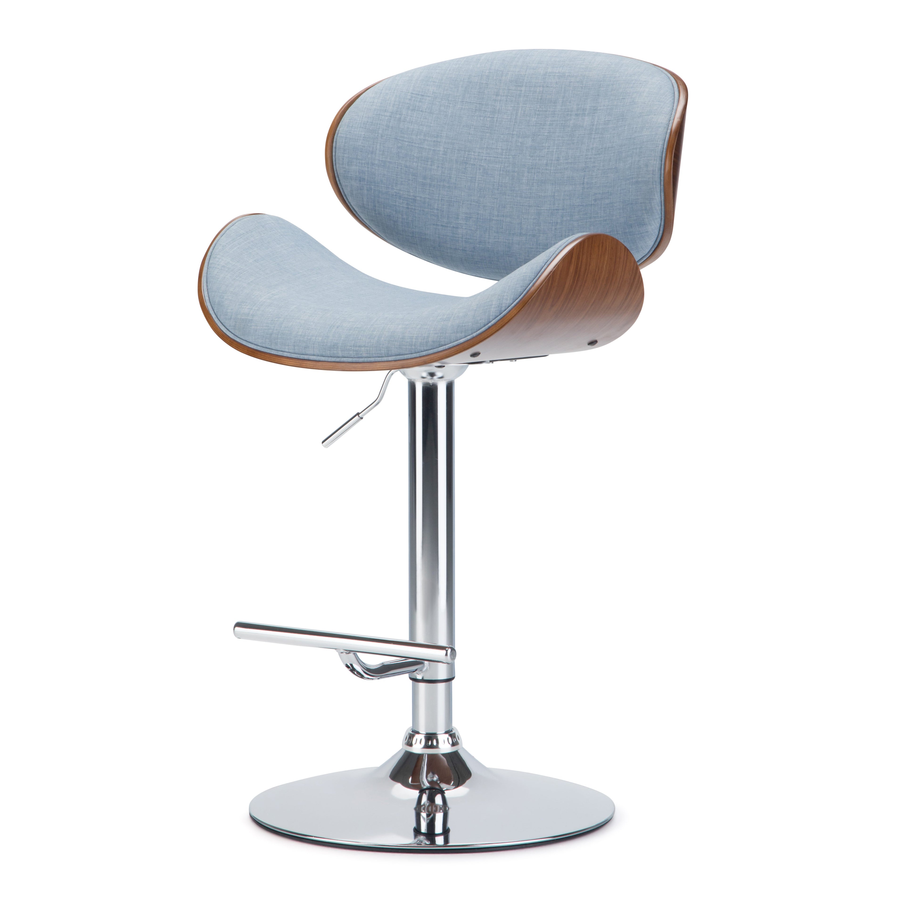 Marana 37–45 Inch Seat Height Bentwood Adjustable Swivel Bar Stool in Denim