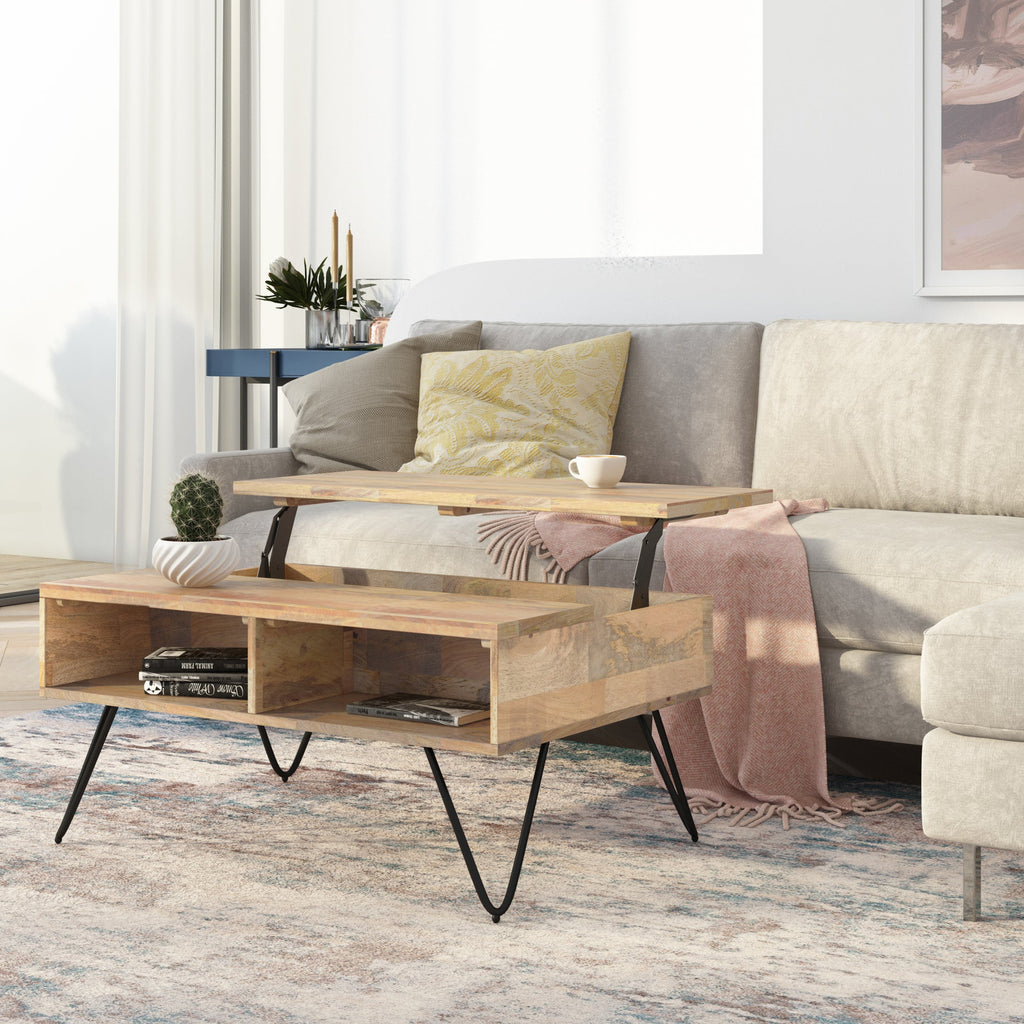 Hunter 36 Inch Wide Solid Mango Wood Small Lift Top Coffee Table