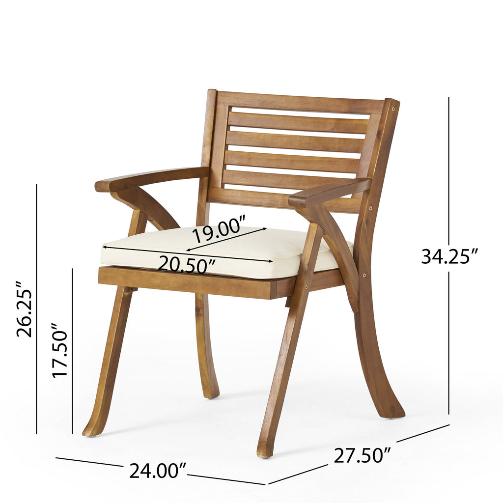 Outdoor Hermosa 3 Pieces KD Wood Dining Set With Cushions