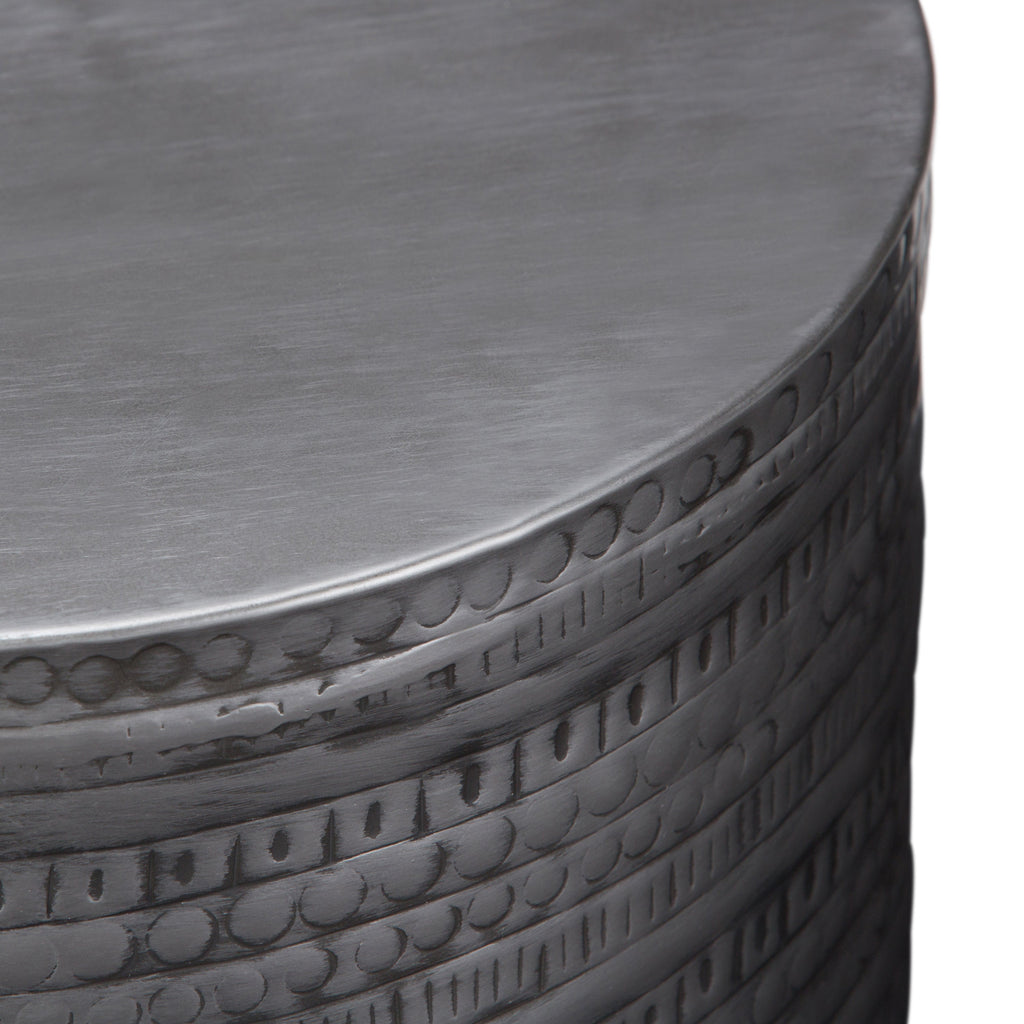 Johnsen 15 Inch Wide Tribal Pattern Metal Accent Table