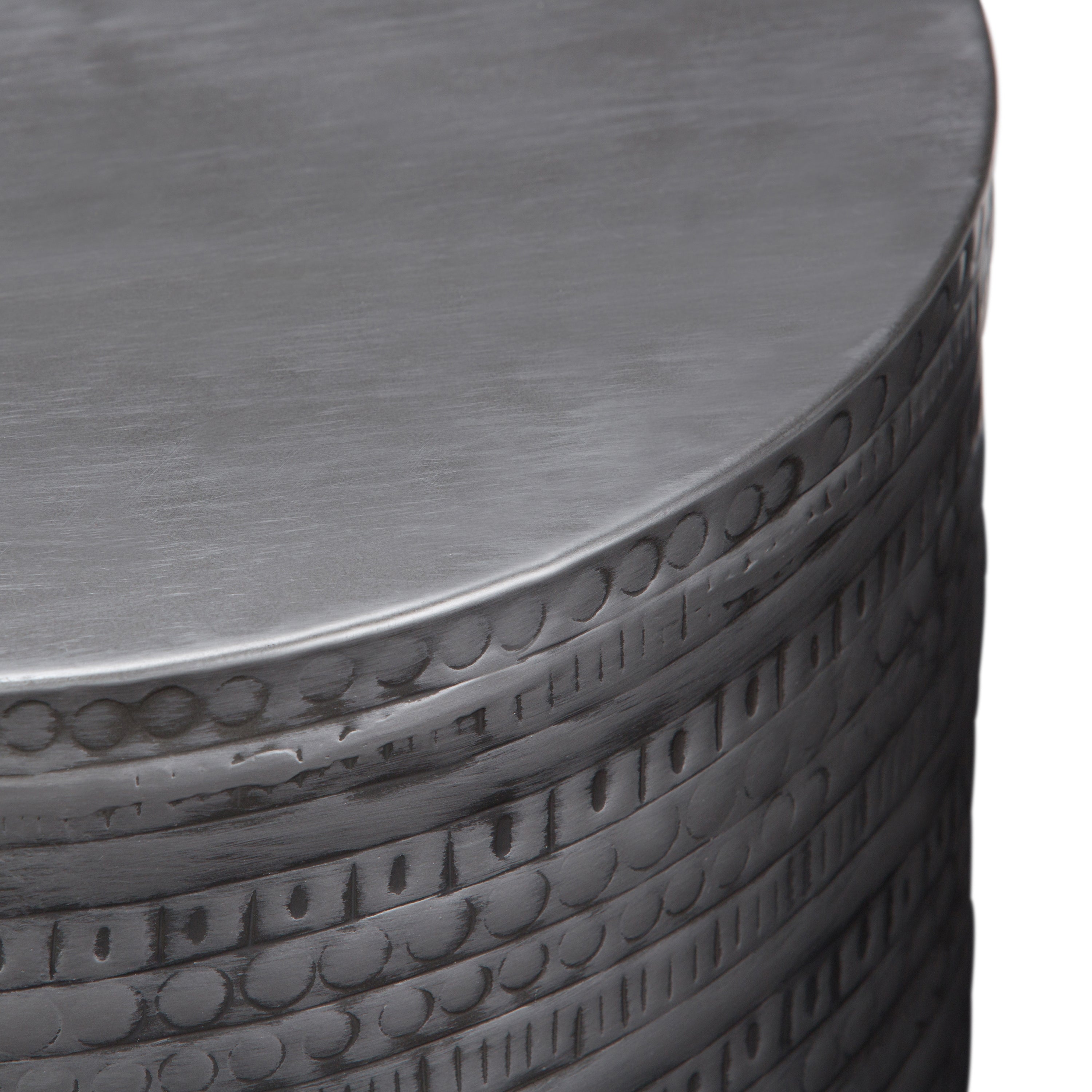 Johnsen 15 Inch Wide Tribal Pattern Metal Accent Table