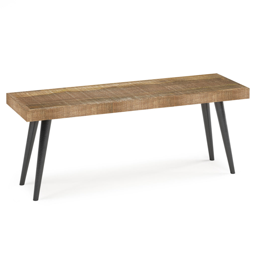 Durham 43 Inch Wide Solid Mango Wood Bench in Distressed
